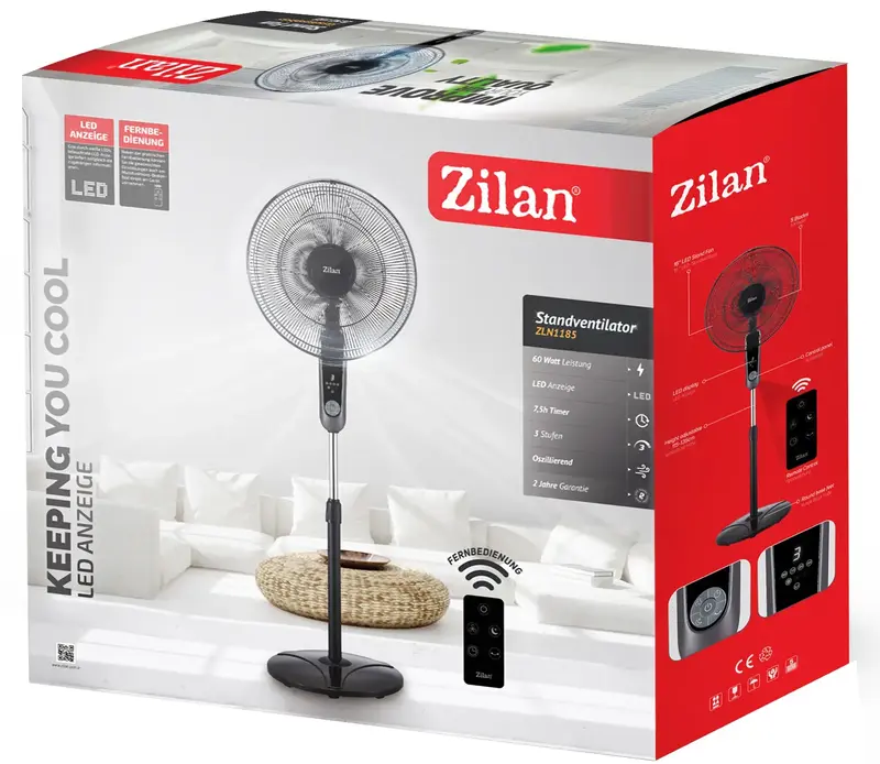 Вентилятор підлоговий Zilan ZLN1185 - фото - №6
