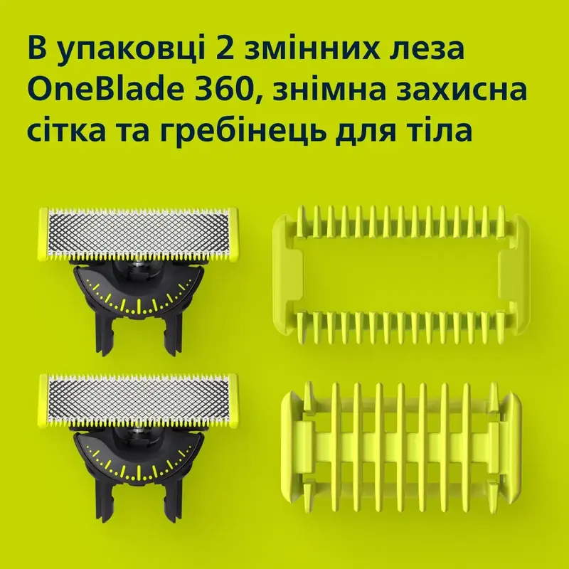 Змінні леза PHILIPS OneBlade QP624/50 (2 шт) з насадками для тіла фото