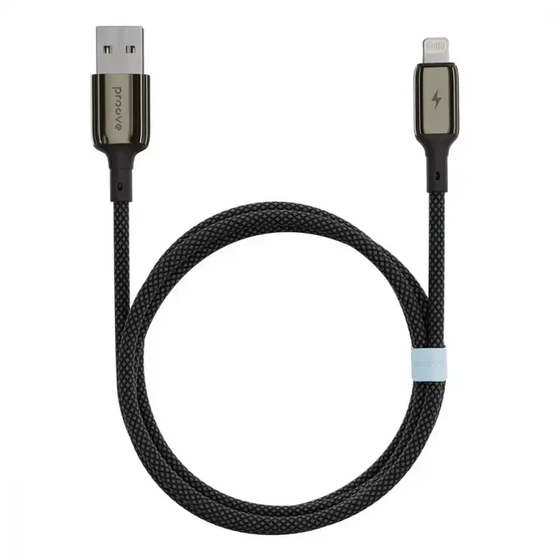 Кабель USB - Lightning Proove Dense Metal 1 M2.4A черный фото