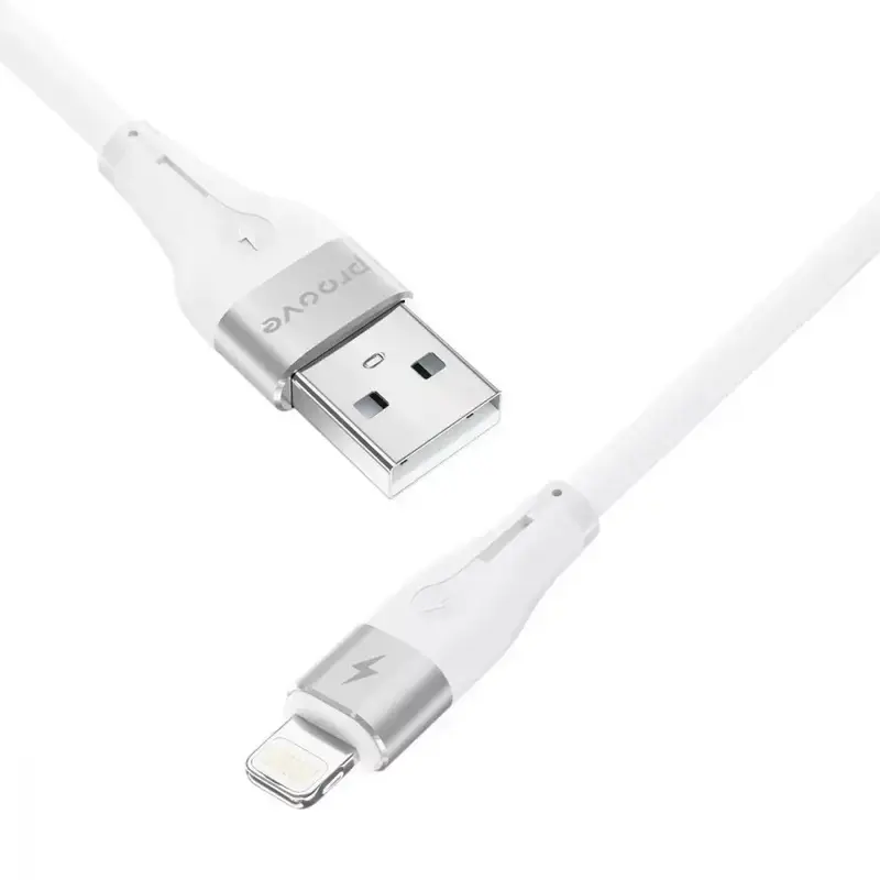 Kабель USB - Lightning Proove Soft Silicone 1 M 2.4A бiлий - фото - №1
