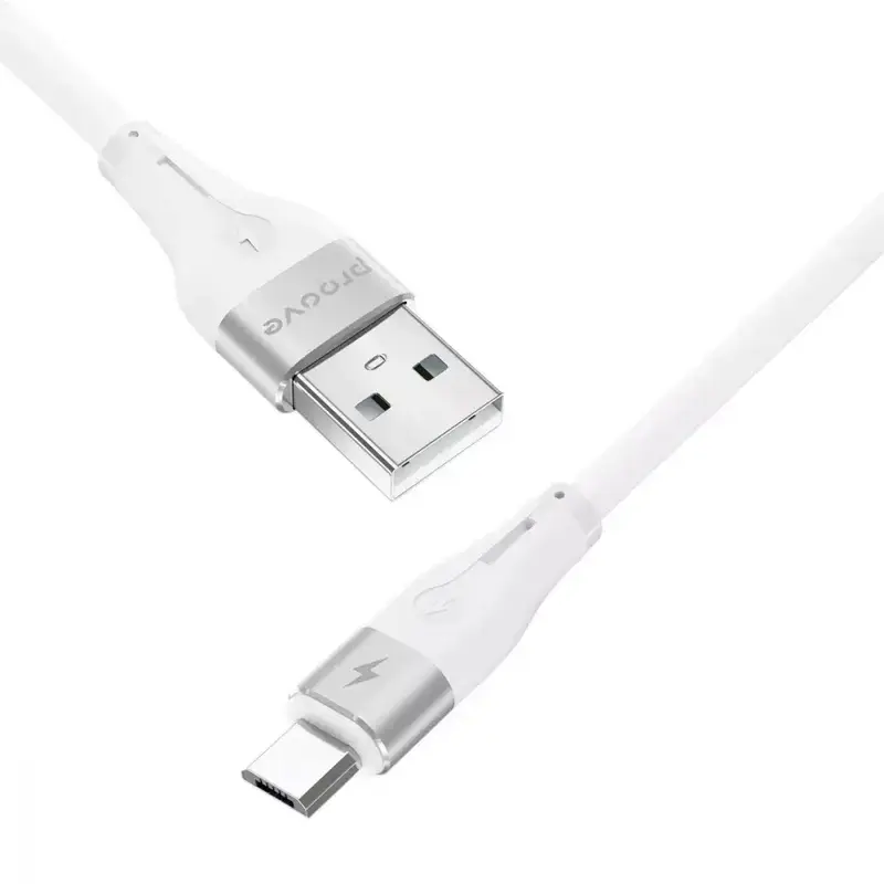 Kабель USB - microUSB Proove Soft Silicone 1 M 2.4A бiлий - фото - №1