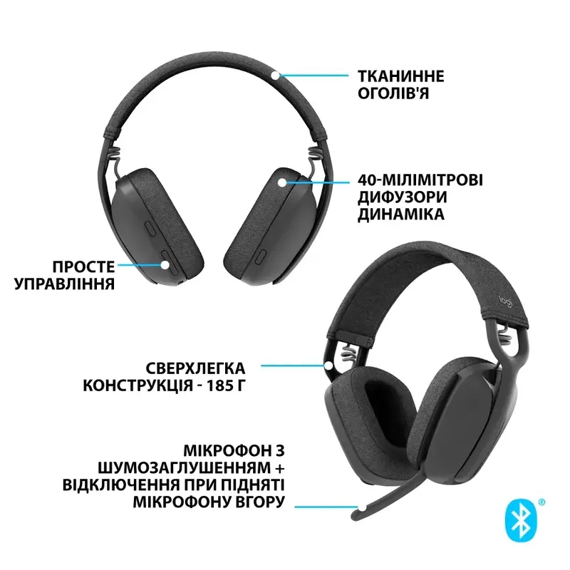 Гарнитура Logitech Zone VIBE 100 (Graphite) L981-001213 фото