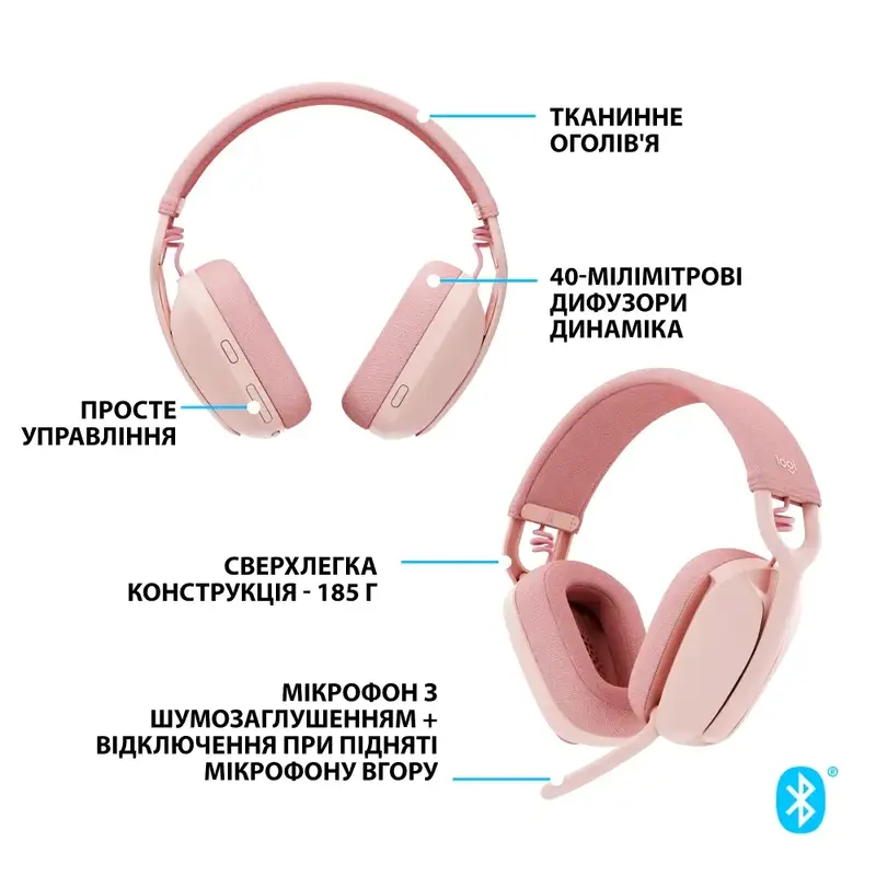 Гарнитура Logitech Zone VIBE 100 (Rose) L981-001224 фото