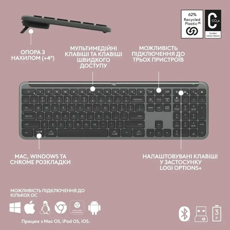 Комплект Logitech MK950 Signature Slim Wireless (Graphite) 920-012490 фото
