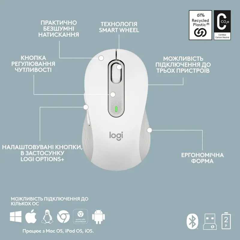 Комплект Logitech MK950 Signature Slim Wireless (Off-White) 920-012491 - фото - №9
