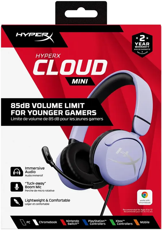 Гарнітура ігрова HyperX Cloud Mini Wired (Lavender) 7G8F5AA - фото - №8