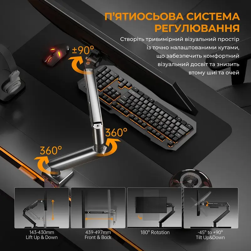 Настольное крепление для монитора Anda Seat Stealth II 17''-32'' (Blue) AD-W-A6D-1S-BS фото