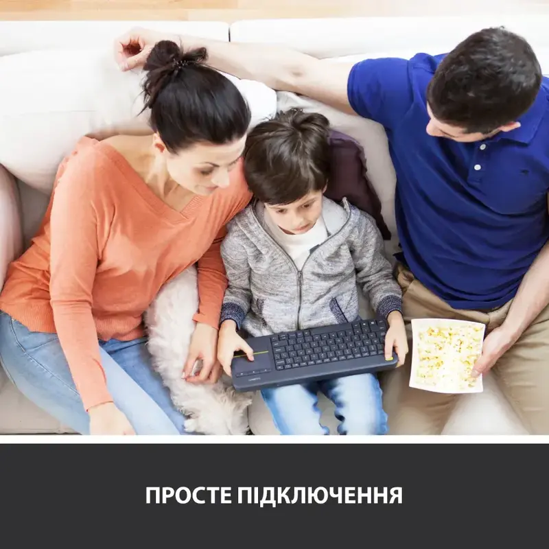 Клавіатура Logitech K400 Touch Plus UA Wireless (Black) 920-007145 фото