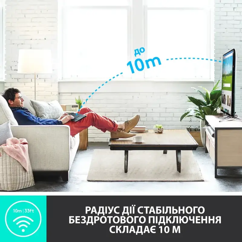 Клавіатура Logitech K400 Touch Plus UA Wireless (Black) 920-007145 фото