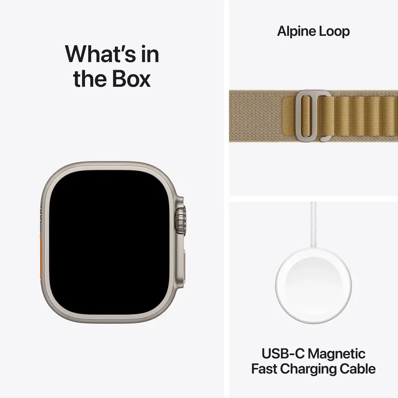 Apple Watch Ultra 2 49mm Natural Titanium Case with Tan Alpine Loop - Medium фото