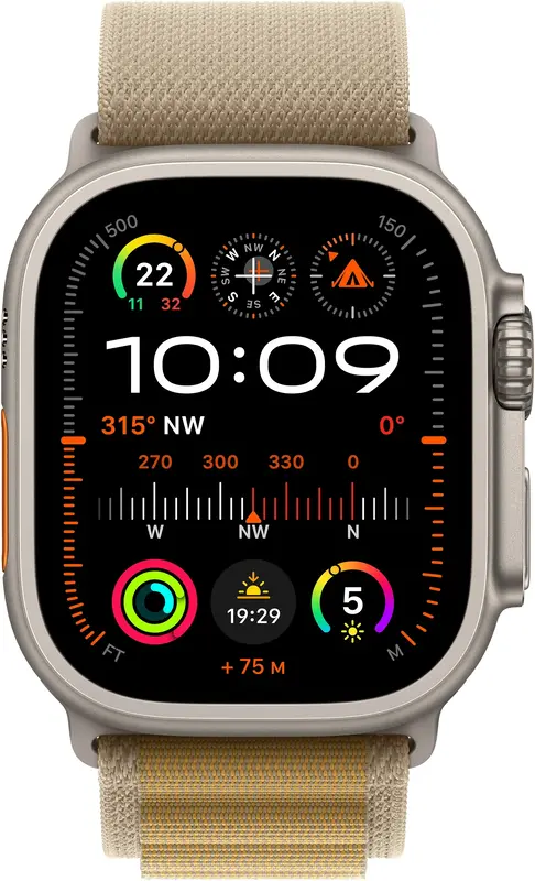 Apple Watch Ultra 2 49mm Natural Titanium Case with Tan Alpine Loop - Large фото