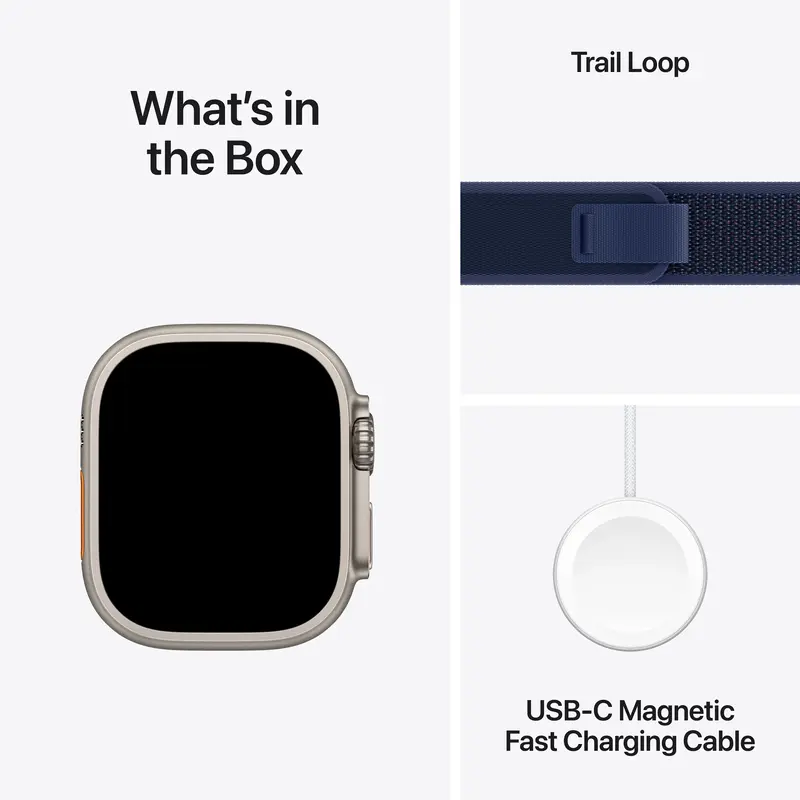 Apple Watch Ultra 2 GPS + Cellular, 49mm Natural Titanium Case with Blue Trail Loop - M/L фото