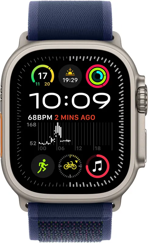 Apple Watch Ultra 2 GPS + Cellular, 49mm Natural Titanium Case with Blue Trail Loop - M/L фото