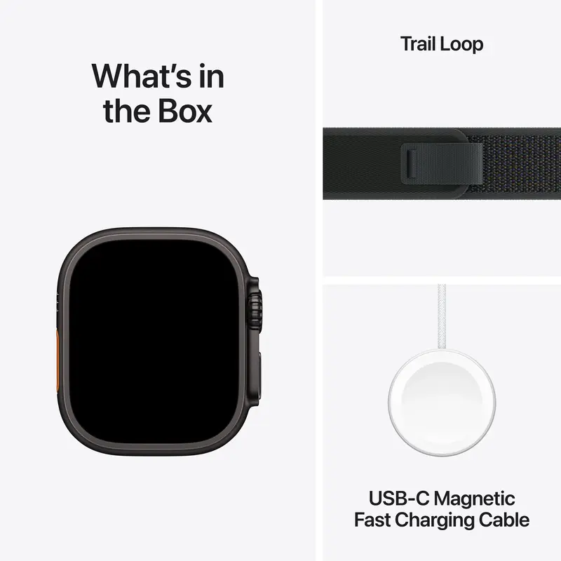 Apple Watch Ultra 2 49mm Black Titanium Case with Black Trail Loop - M/L фото