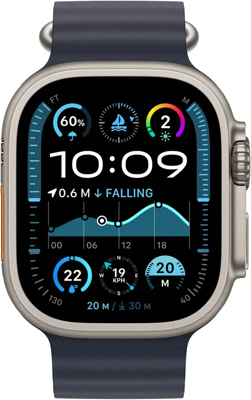 Apple Watch Ultra 2 49mm Natural Titanium Case with Navy Ocean Band фото