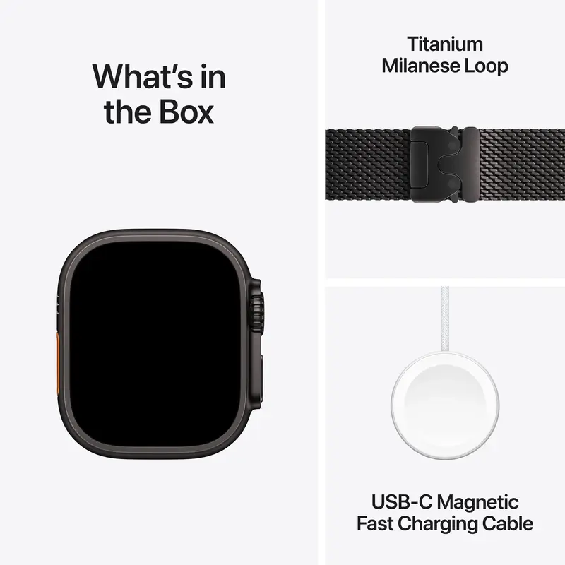Apple Watch Ultra 2 49mm Black Titanium Case with Black Titanium Milanese Loop - S фото
