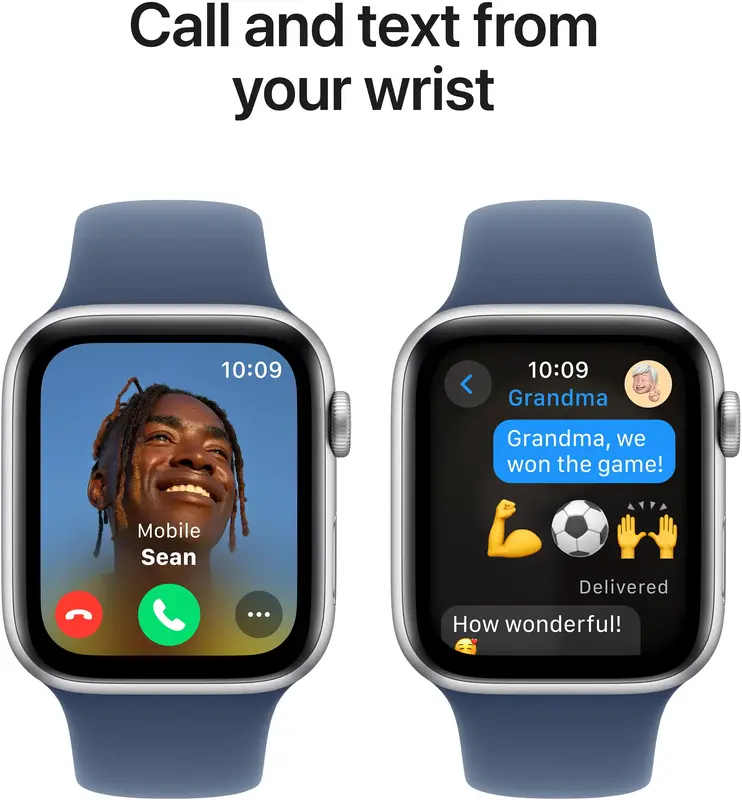 Apple Watch SE 44mm Silver Aluminium Case with Denim Sport Band - M/L фото