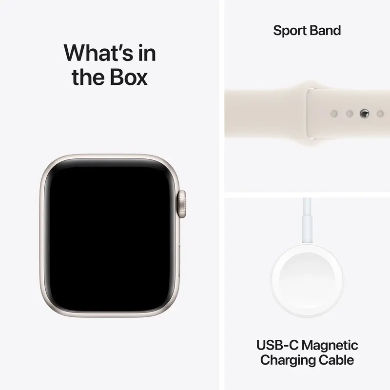 Apple Watch SE 44mm Starlight Aluminium Case with Starlight Sport Band - M/L фото