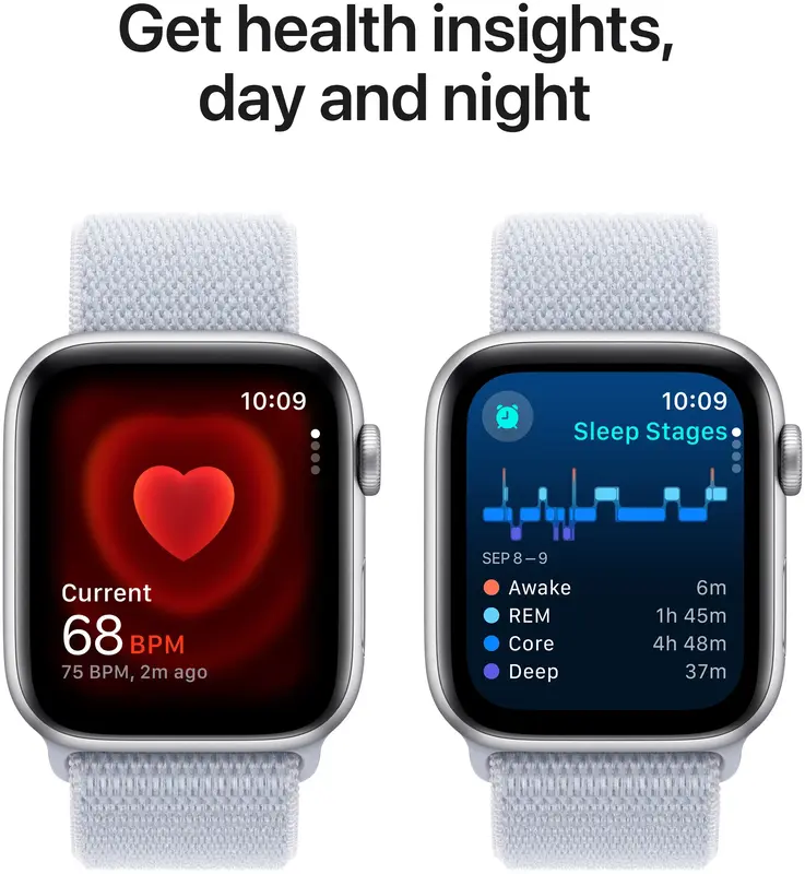 Apple Watch SE 40mm Silver Aluminium Case with Blue Cloud Sport Loop фото