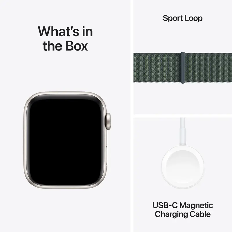 Apple Watch SE 40mm Starlight Aluminium Case with Lake Green Sport Loop фото