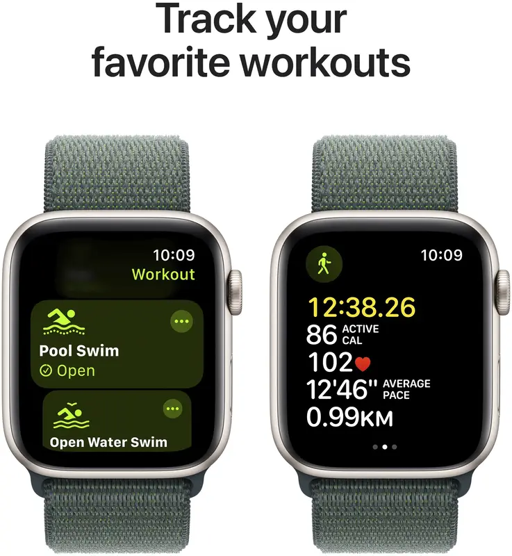 Apple Watch SE 40mm Starlight Aluminium Case with Lake Green Sport Loop фото