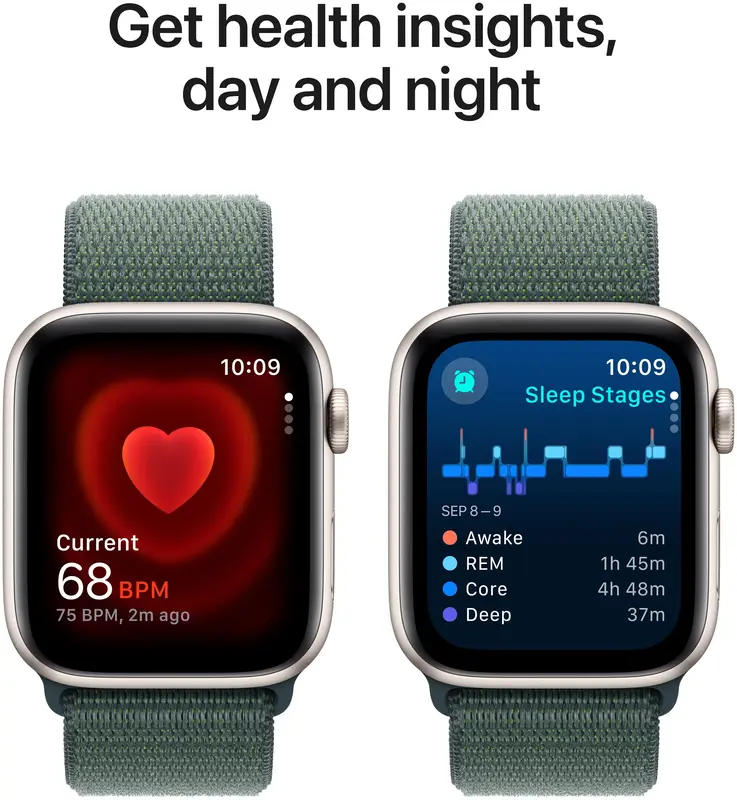 Apple Watch SE 40mm Starlight Aluminium Case with Lake Green Sport Loop фото