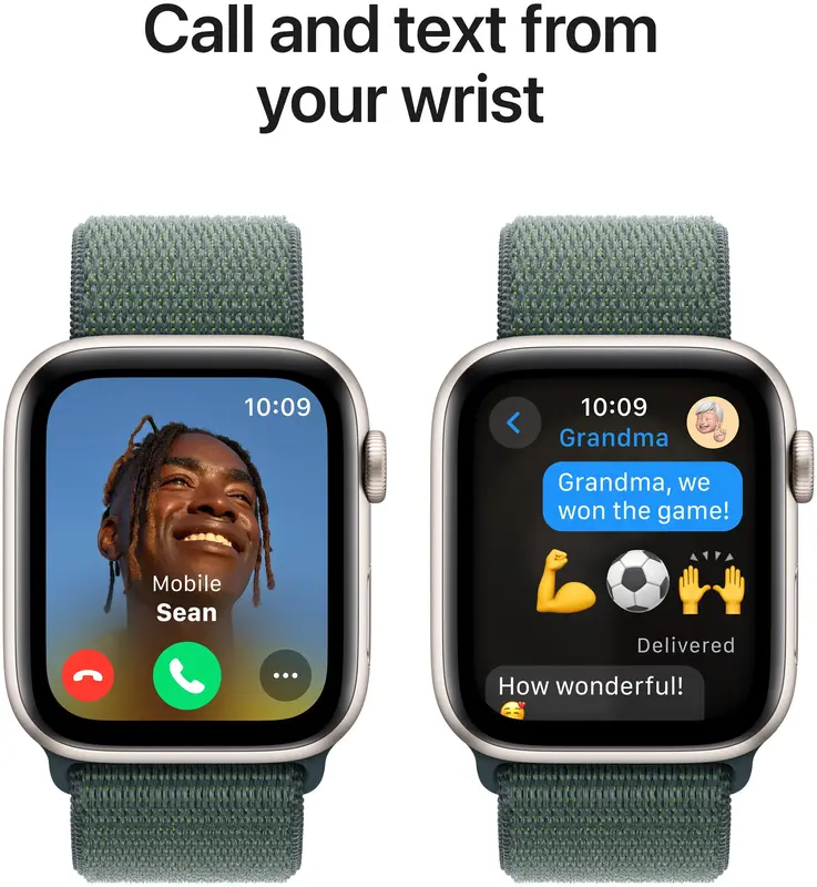 Apple Watch SE 40mm Starlight Aluminium Case with Lake Green Sport Loop фото