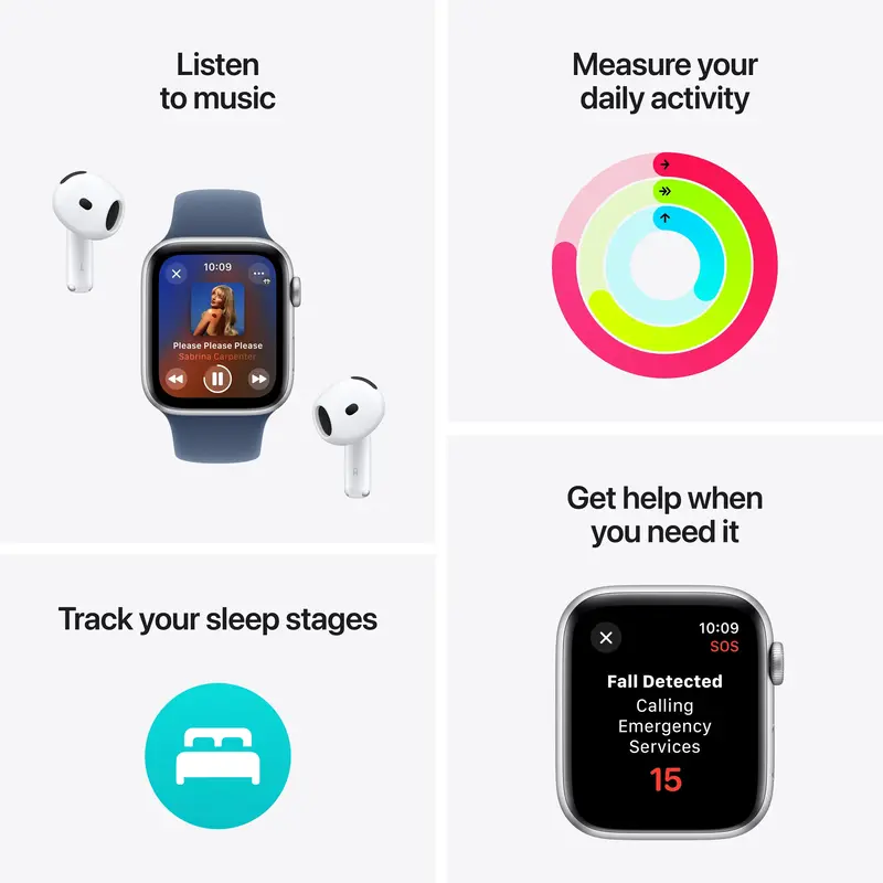 Apple Watch SE 40mm Starlight Aluminium Case with Lake Green Sport Loop фото