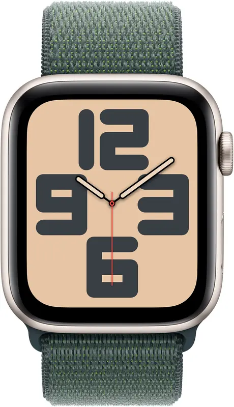 Apple Watch SE 40mm Starlight Aluminium Case with Lake Green Sport Loop фото