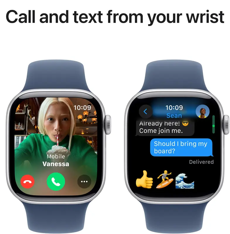 Apple Watch Series 10 GPS 42mm Silver Aluminium Case with Denim Sport Band - M/L фото