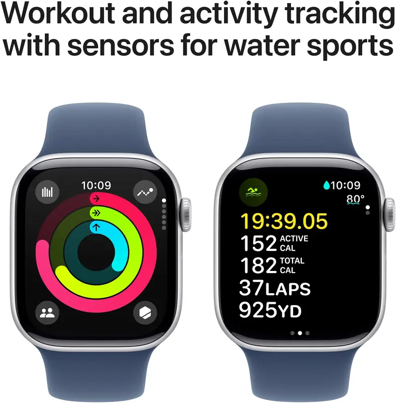 Apple Watch Series 10 GPS 42mm Silver Aluminium Case with Denim Sport Band - M/L фото