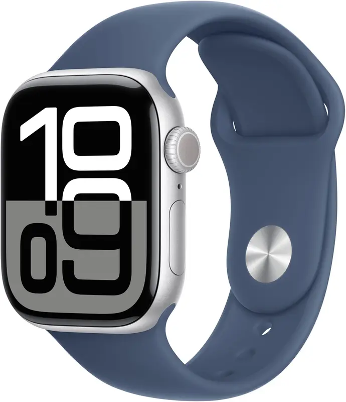Apple Watch Series 10 GPS 42mm Silver Aluminium Case with Denim Sport Band - M/L фото