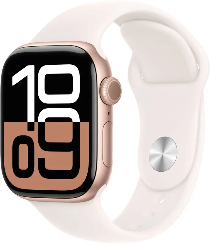 Apple Watch Series 10 GPS 42mm Rose Gold Aluminium Case with Light Blush Sport Band - M/L фото