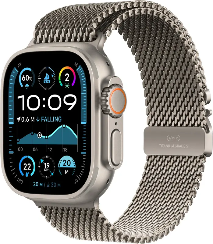 Apple Watch Ultra 2 GPS, 49mm Natural Titanium Case with Natural Titanium Milanese Loop -Medium - фото - №0