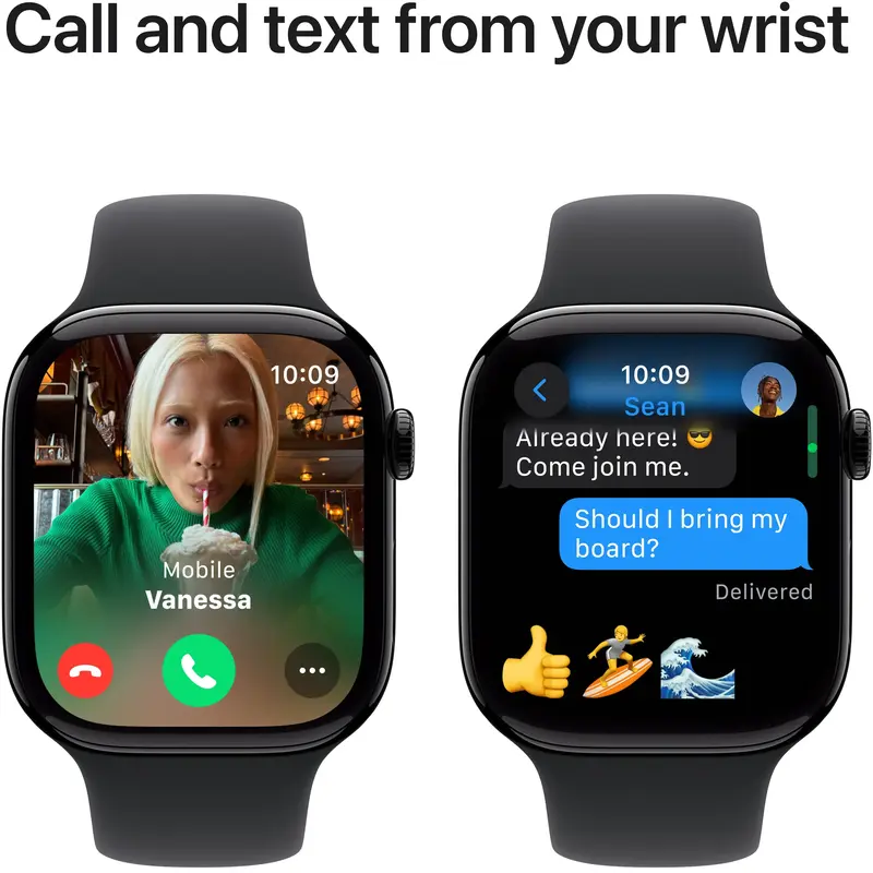 Apple Watch Series 10 GPS 46mm Jet Black Aluminium Case with Black Sport Band - S/M фото