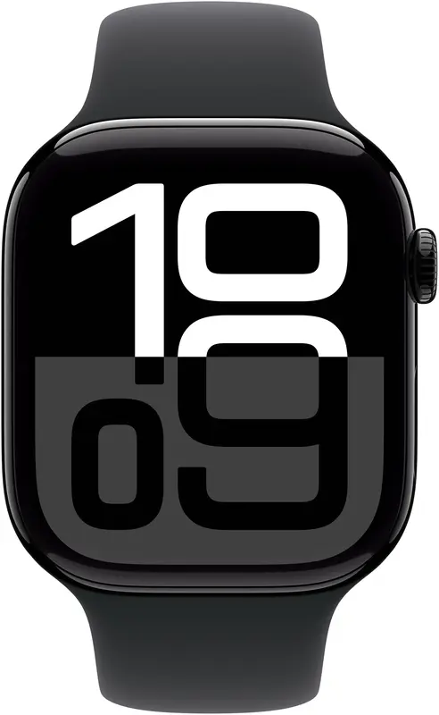 Apple Watch Series 10 GPS 46mm Jet Black Aluminium Case with Black Sport Band - S/M фото
