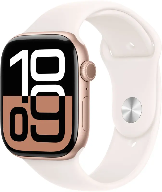 Apple Watch Series 10 GPS 46mm Rose Gold Aluminium Case with Light Blush Sport Band - M/L фото