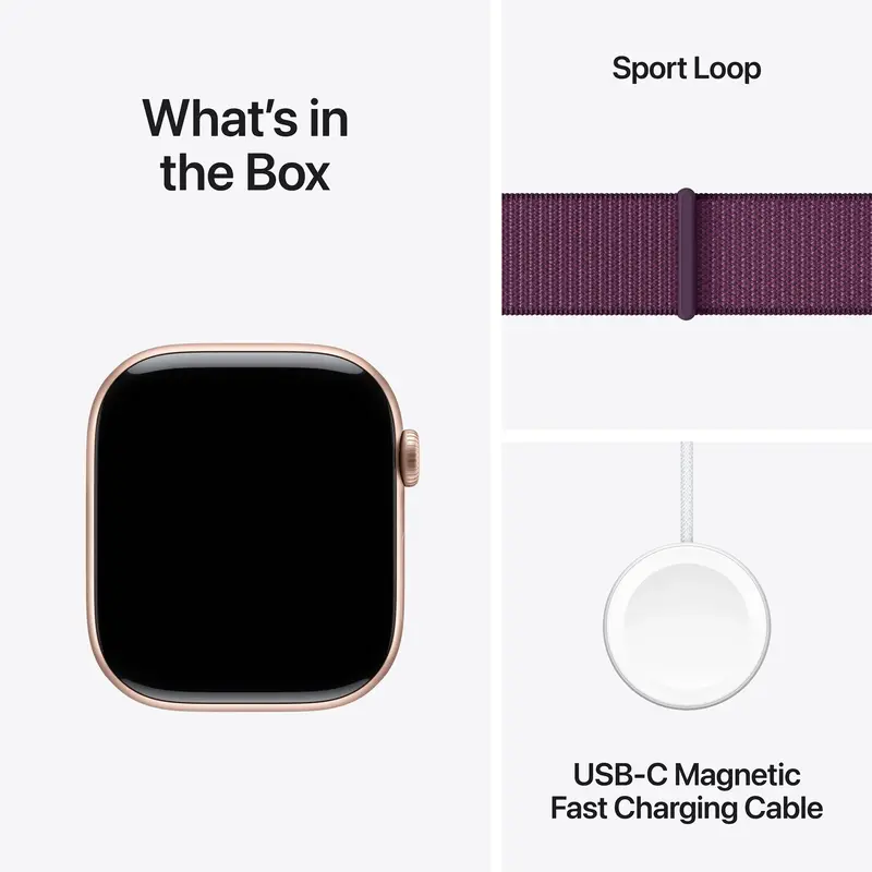 Apple Watch Series 10 GPS 46mm Rose Gold Aluminium Case with Plum Sport Loop - фото - №8