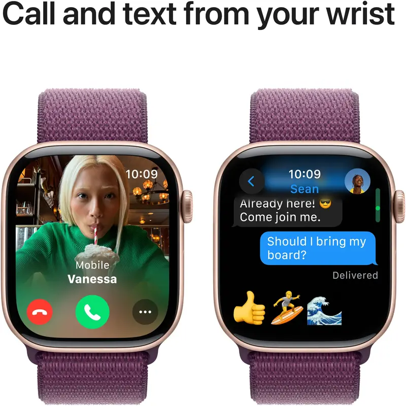 Apple Watch Series 10 GPS 46mm Rose Gold Aluminium Case with Plum Sport Loop - фото - №6