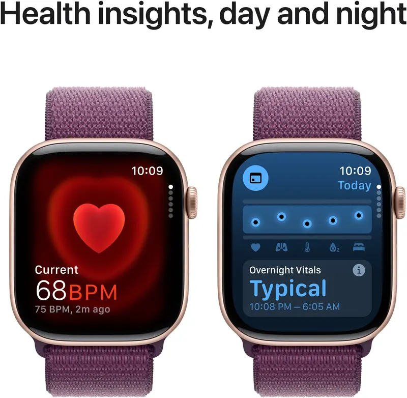 Apple Watch Series 10 GPS 46mm Rose Gold Aluminium Case with Plum Sport Loop - фото - №4
