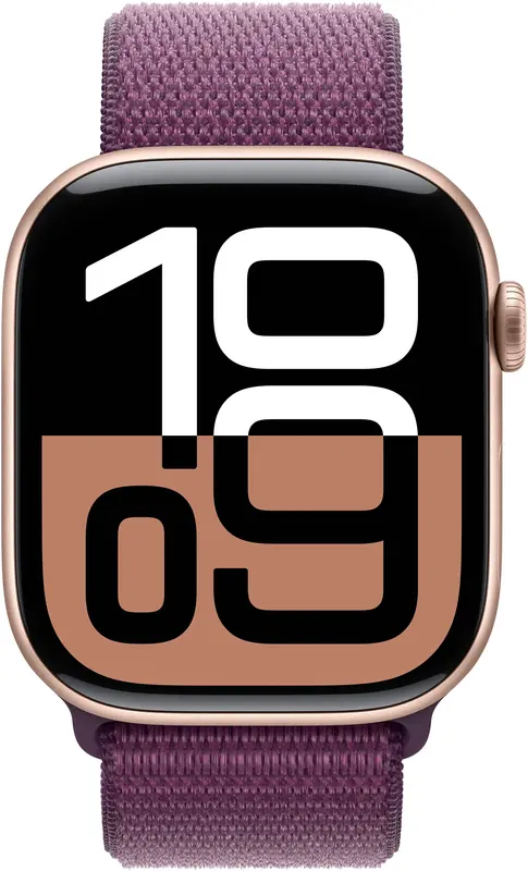 Apple Watch Series 10 GPS 46mm Rose Gold Aluminium Case with Plum Sport Loop - фото - №1