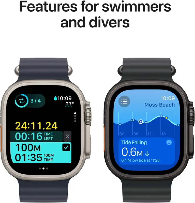 Apple Watch Ultra 2 GPS + Cellular, 49mm Black Titanium Case with Black Titanium Milanese Loop - L - фото - №4