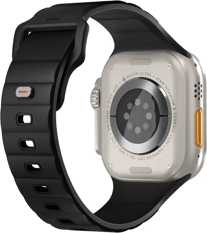 Ремешок для Apple Watch 49/45/44/42 мм Uniq Stride FKM Rubber Strap (Midnight black) фото