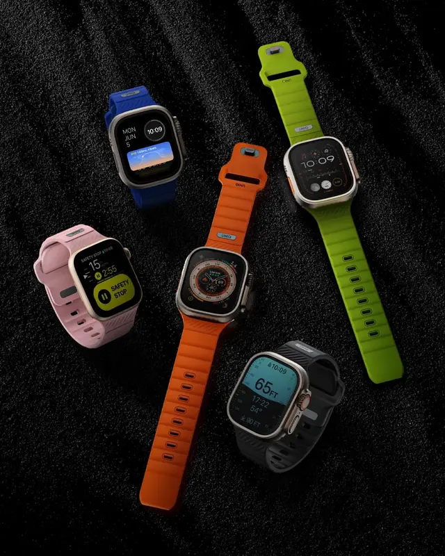Ремешок для Apple Watch 49/45/44/42 мм Uniq Stride FKM Rubber Strap (Midnight black) фото