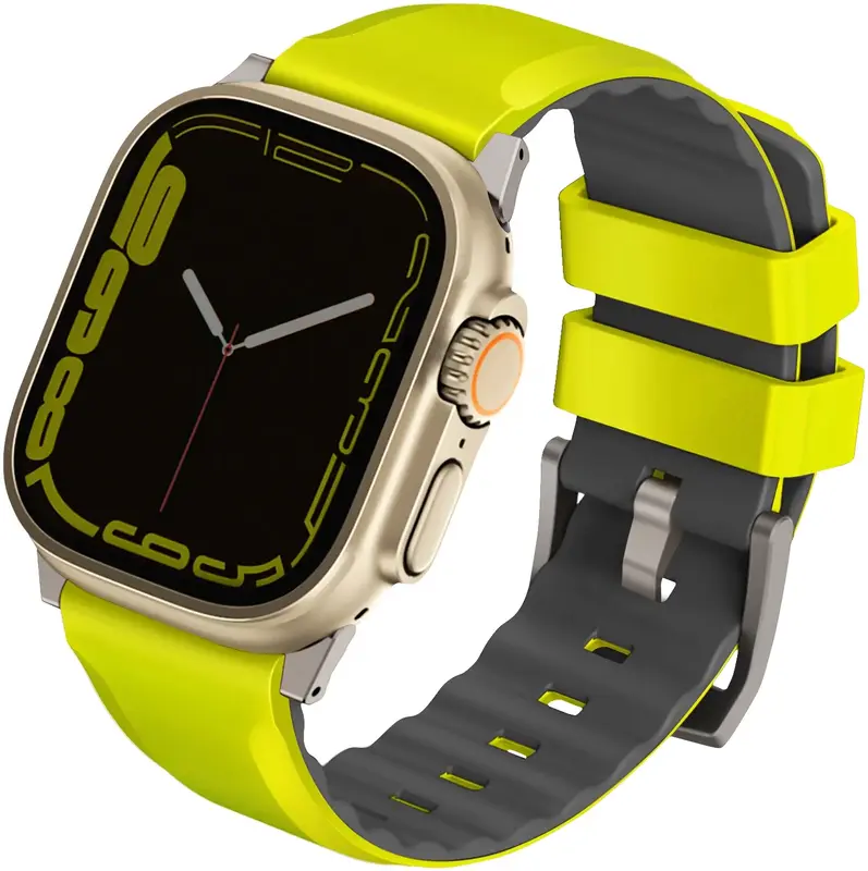 Ремешок для Apple Watch 49/45/44/42 мм Uniq Linus Airosoft Silicone Strap (Lime green) фото