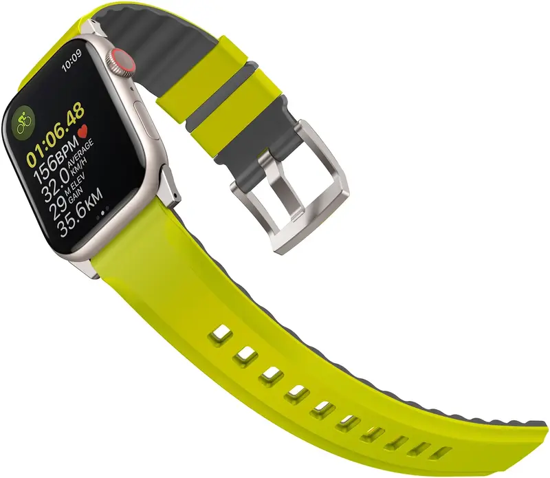 Ремешок для Apple Watch 49/45/44/42 мм Uniq Linus Airosoft Silicone Strap (Lime green) фото