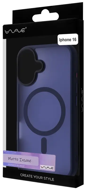 Чохол для iPhone 16 WAVE Matte Insane Case with Magnetic Ring (midnight blue) фото