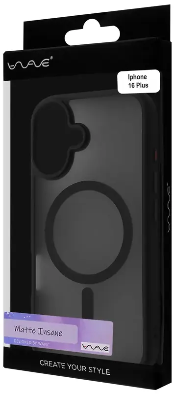 Чохол для iPhone 16 Plus WAVE Matte Insane Case with Magnetic Ring (black) - фото - №4