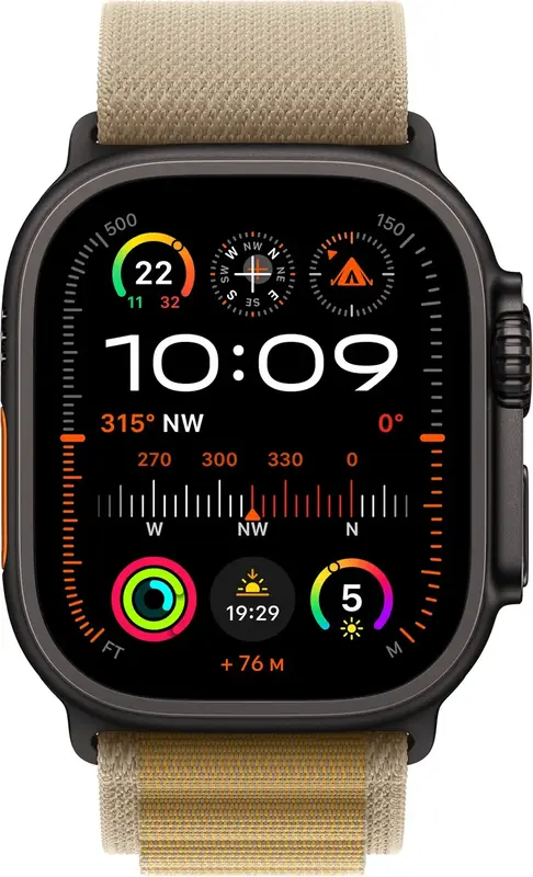 Ремешок для часов Apple Watch 49/46/45/44mm Tan Alpine Loop - Large - Black Titanium Finish - фото - №1