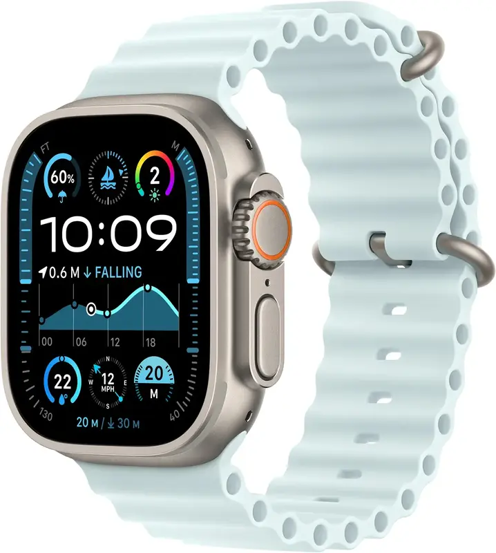 Ремешок для часов Apple Watch 49/46/45/44mm Ice Blue Ocean Band - Natural Titanium Finish - фото - №2